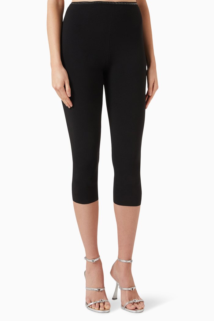 

Crystal Trim Cropped Leggings, Black