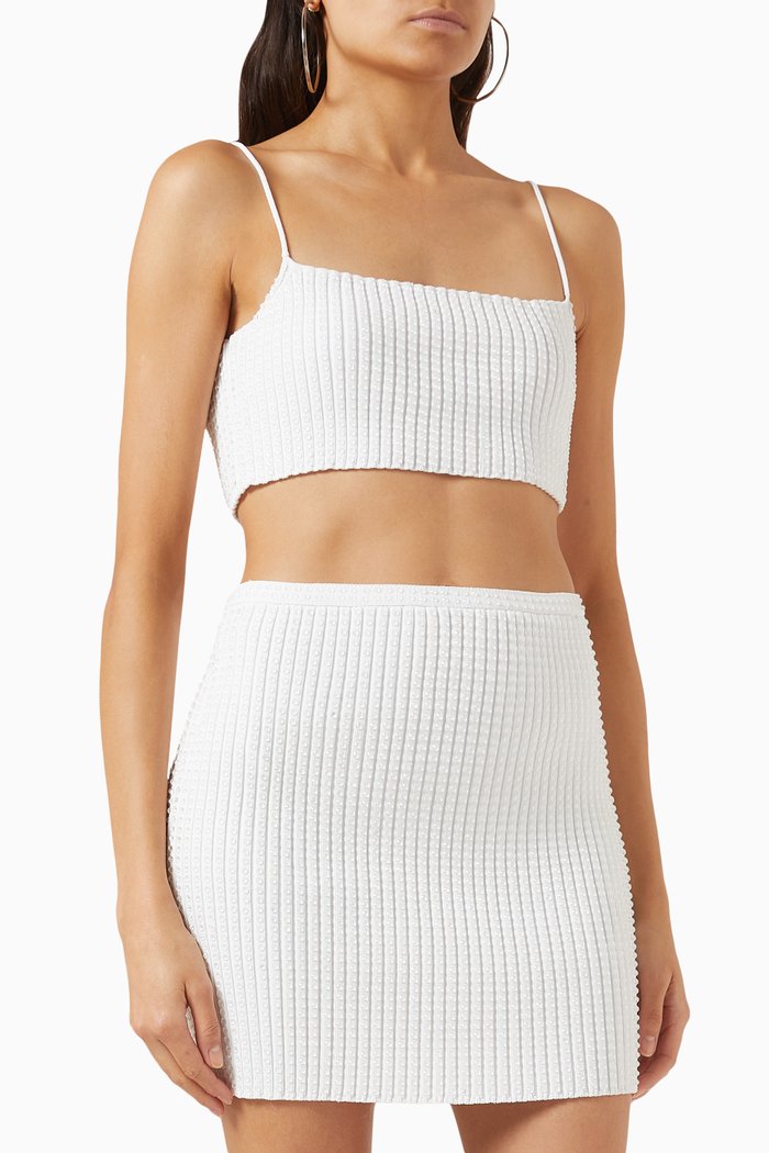 

Crystal Embellished Bandeau Top, White