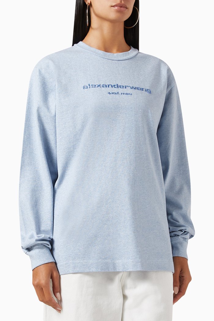 

Glitter Puff Logo T-shirt in Compact-jersey, Blue