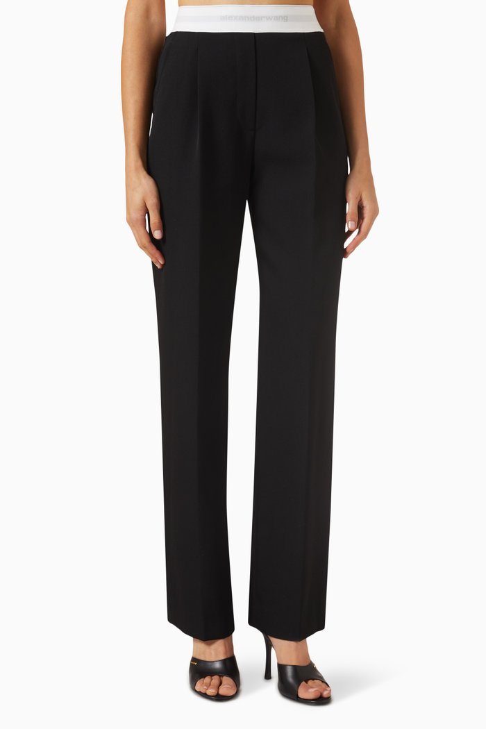 

Pleated Pants in Wool, Black