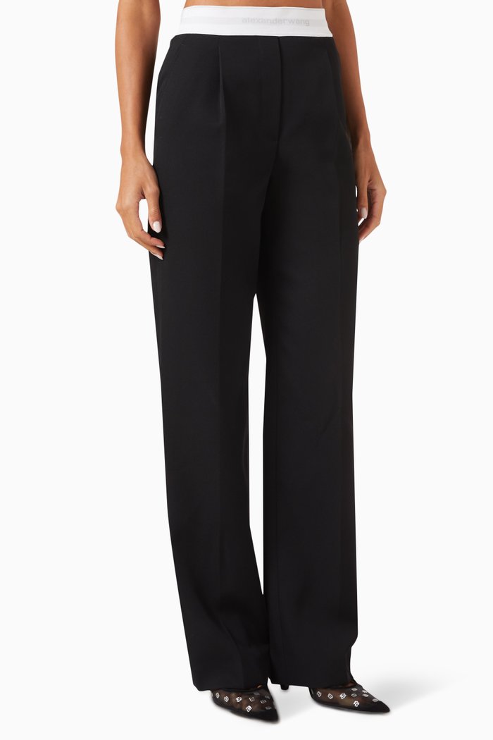

Pleated Pants in Wool, Black