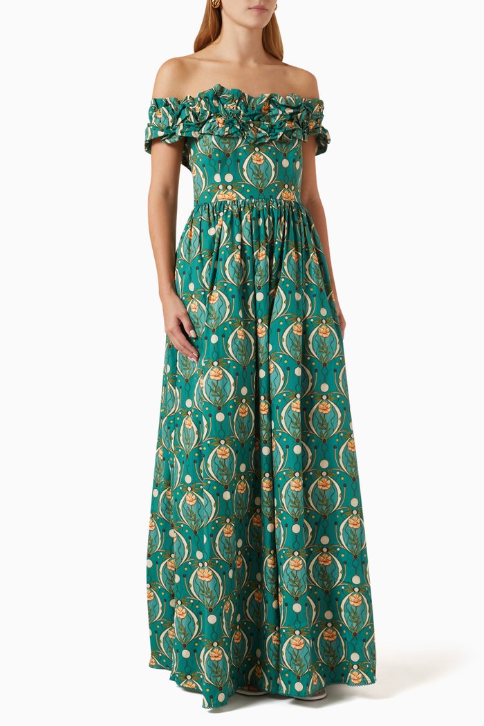 

Espliego Off-shoulder Dress in Cotton, Multicolour