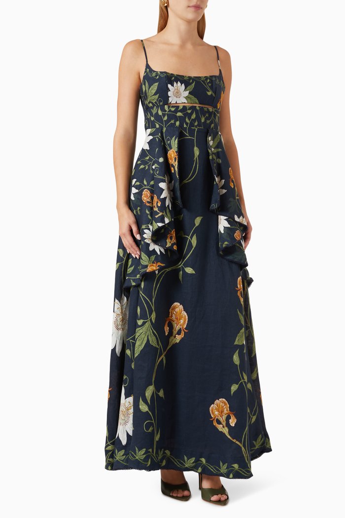 

Ethel Floral-print Dress in Linen, Multicolour