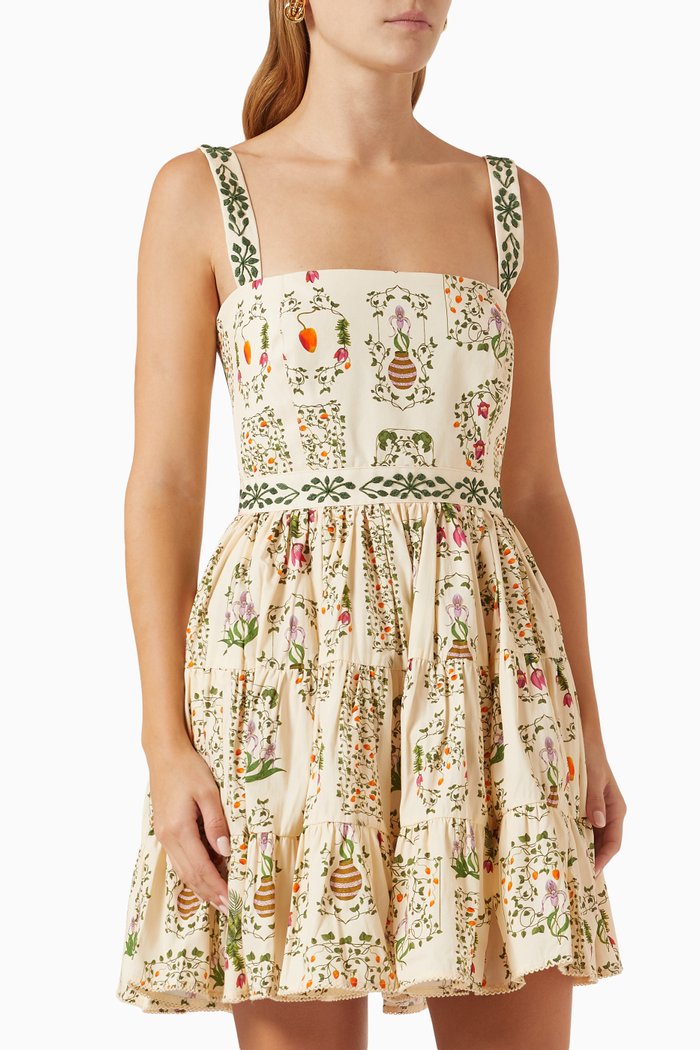 

Lima Embroidered Mini Dress in Linen, Multicolour