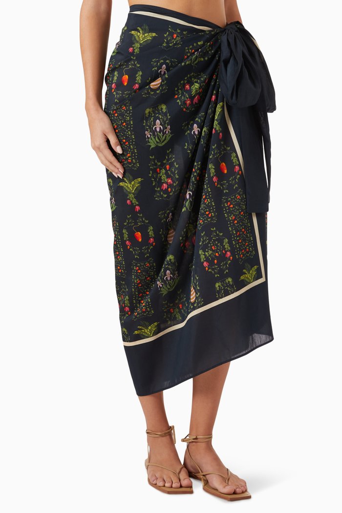 

Lavanda Pareo Wrap Skirt in Cotton-blend, Blue