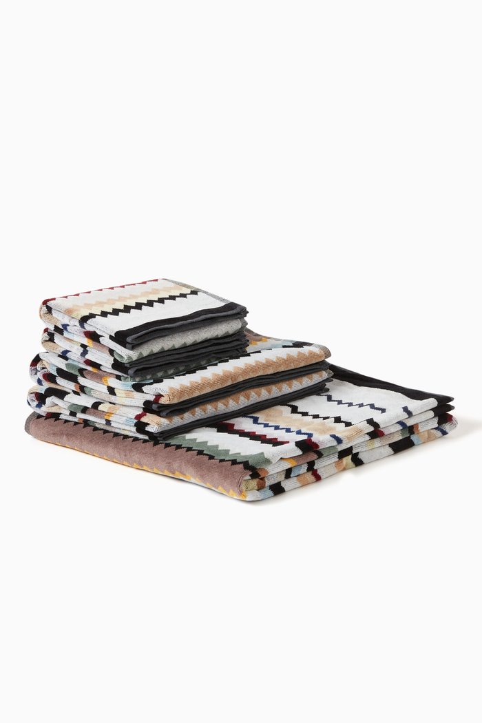 

Curt Zigzag Bath Towels, Set of 5 in Cotton-terry, White