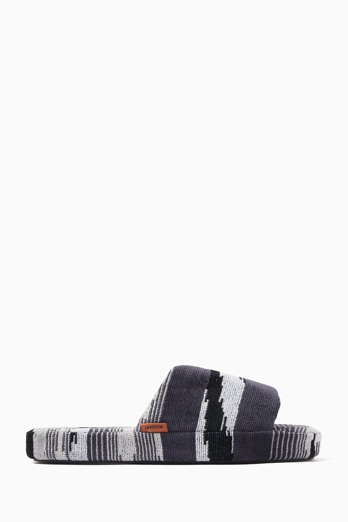

Clint Open Slippers in Cotton Terry, Grey