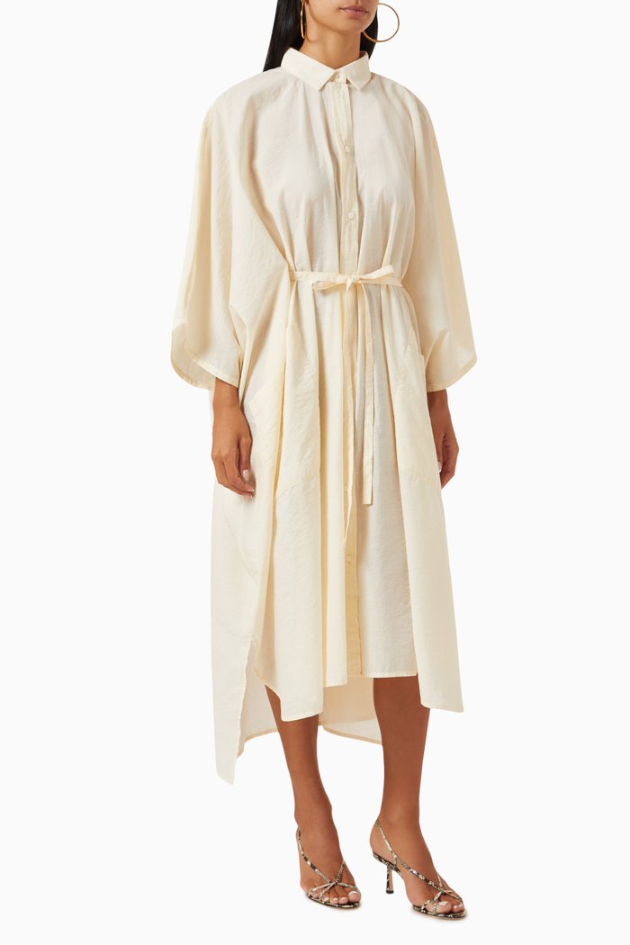 

Episkopi Midi Shirt Dress in Organic Cotton-blend, Neutral