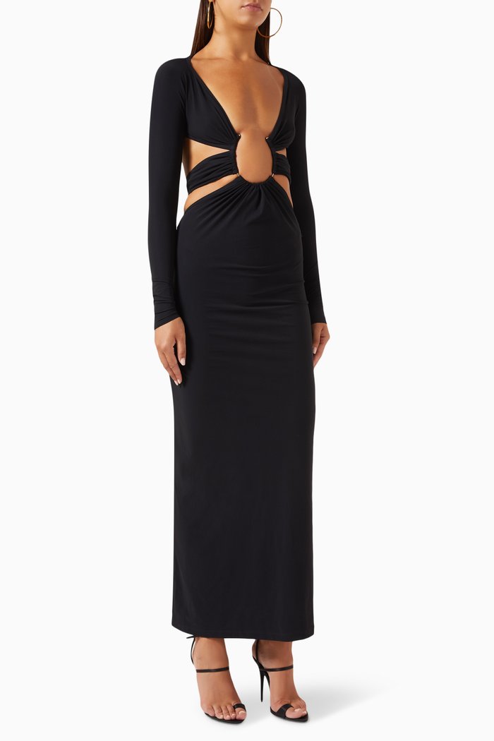 

Odessa Ruched Prong Dress, Black