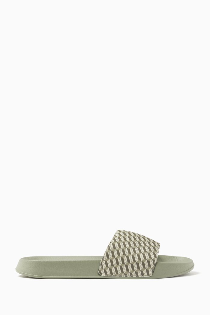 

Monogram Slides in Silk-blend, Green