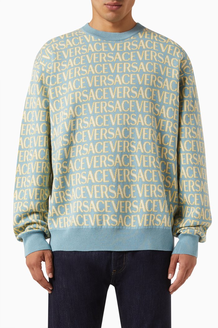 

Allover Logo Sweater in Cotton Knit, Multicolour