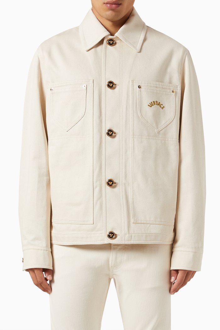 Logo Blouson Jacket in Denim, Neutral