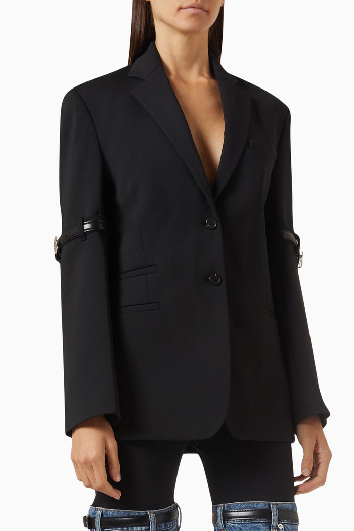 

Hybrid Oversized Jacket in Poly-viscose, Black