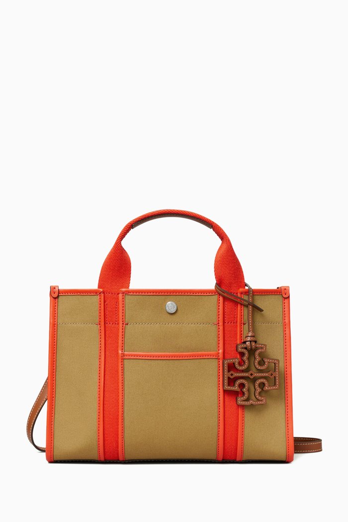 

Small Tory Tote in Cotton Canvas, Orange