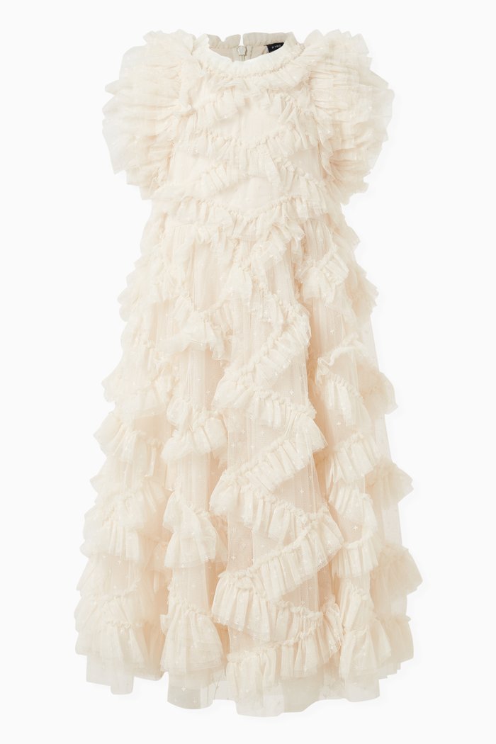 

Genevieve Ruffled Dress in Tulle, Neutral