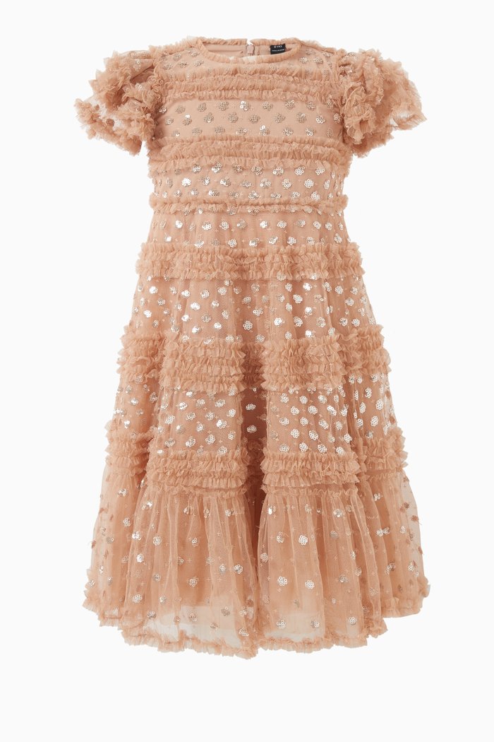 Vivian Embellished Dress in Tulle, Neutral
