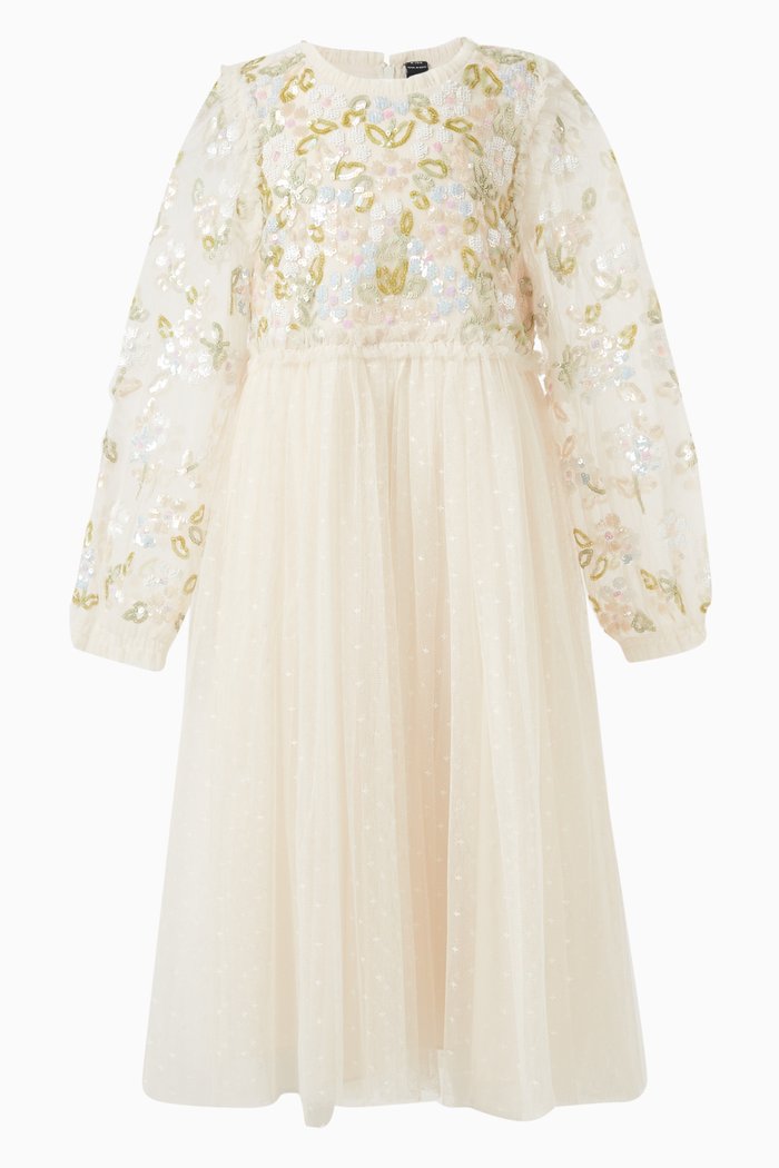 

Lena Embellished Dress in Tulle, Neutral