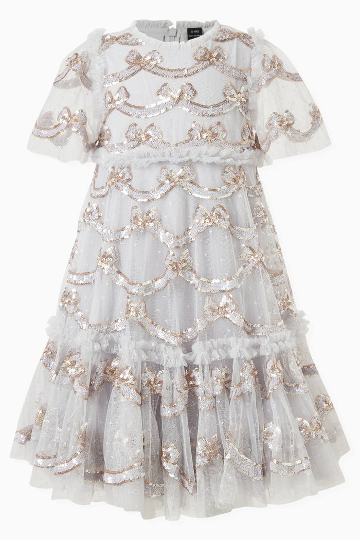 

Bow Sequin-embellished Dress in Tulle, Blue