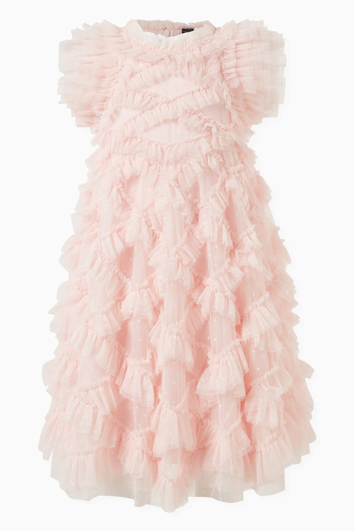 

Genevieve Ruffled Dress in Tulle, Pink