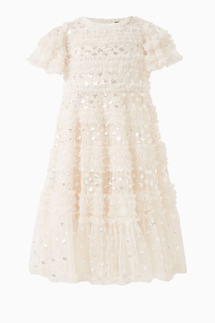 

Vivian Embellished Dress in Tulle, Neutral