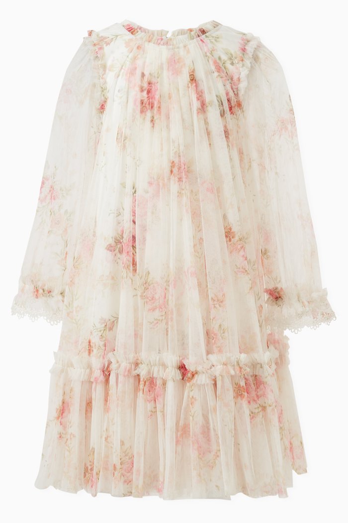 

Trailing Blooms Dress in Tulle, White