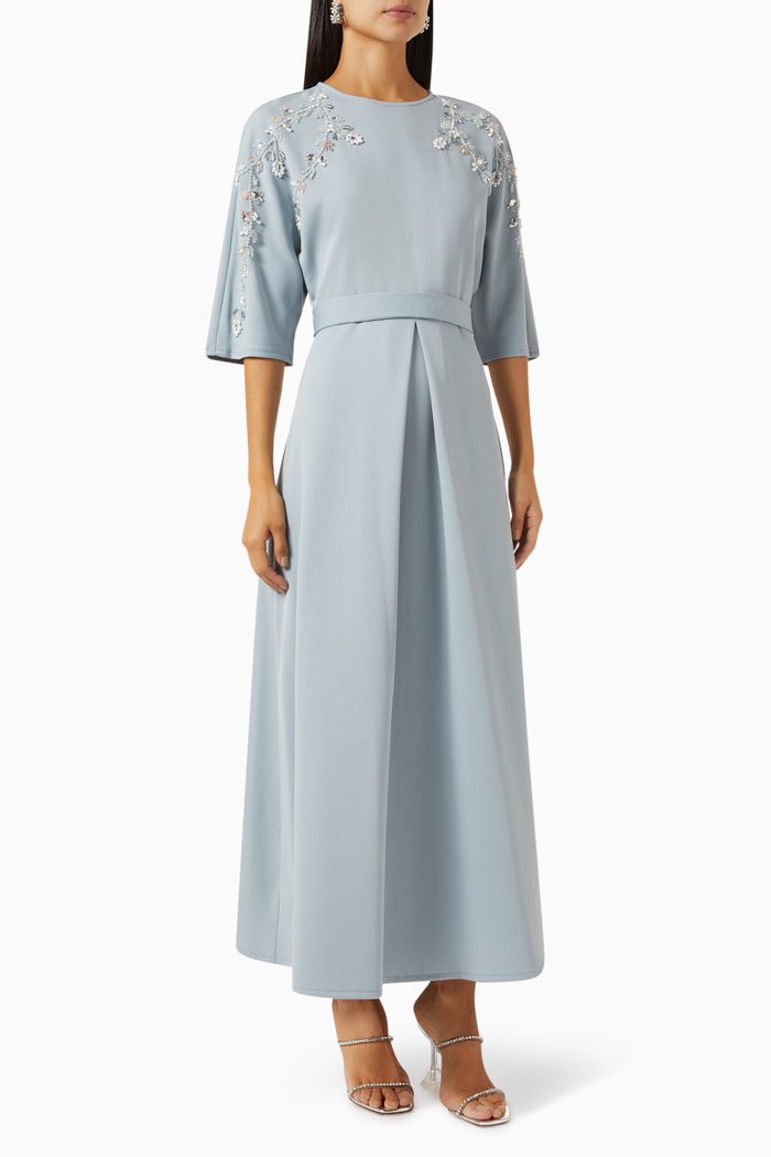

Embellished Dress in Stretch-crepe, Blue