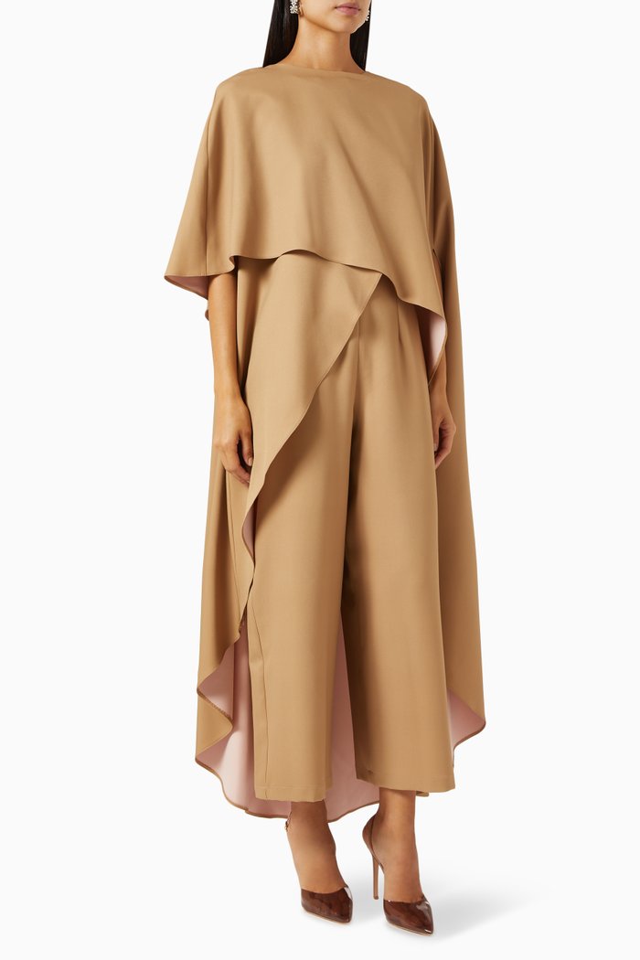 

Asymmetric Cape & Jumpsuit Set in Stretch-cape, Yellow