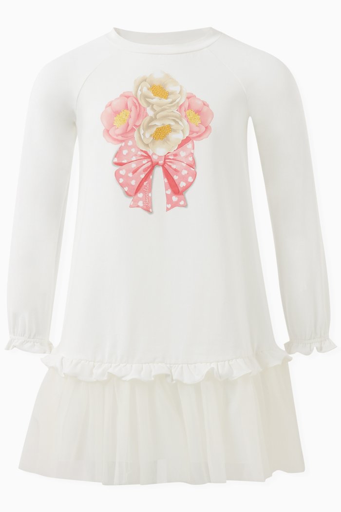 

Floral-print Dress in Cotton & Tulle, Neutral