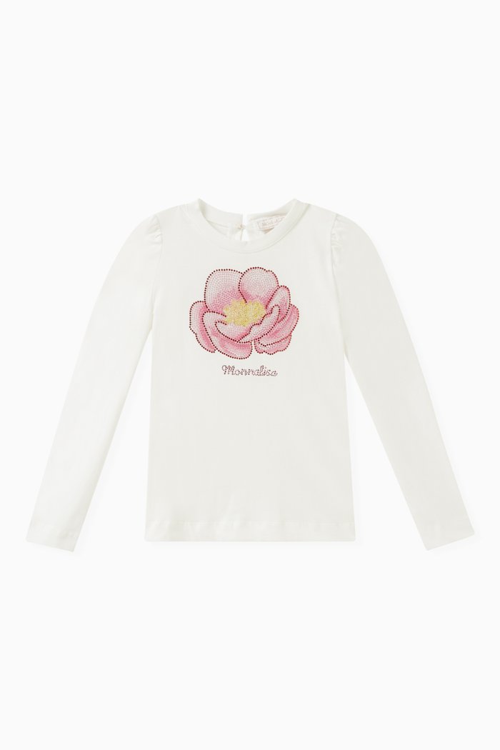 

Floral-embellished Top in Cotton, Neutral