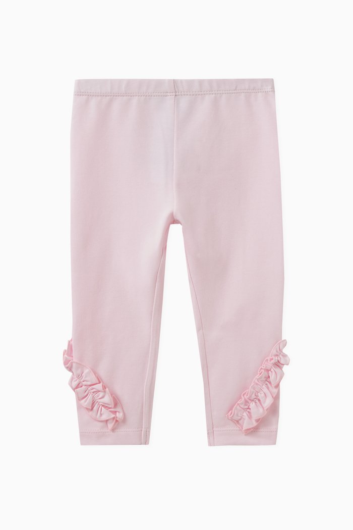

Ruffled Detail Leggings in Cotton Stretch, Pink
