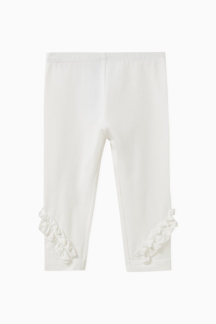 

Ruffled Detail Leggings in Stretch Cotton, Neutral