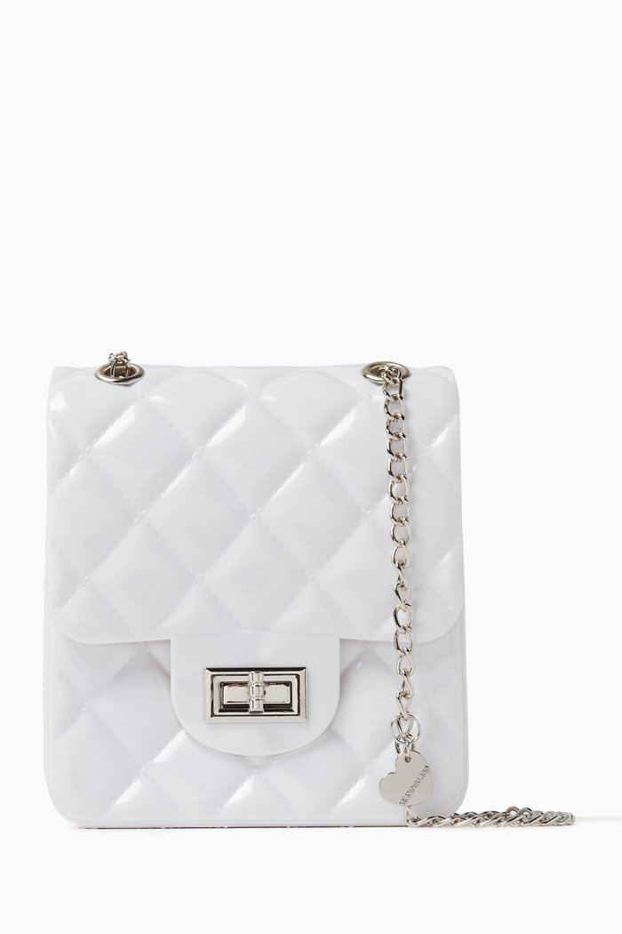 

Engraved Logo Quilted Shoulder Bag in PVC, Neutral