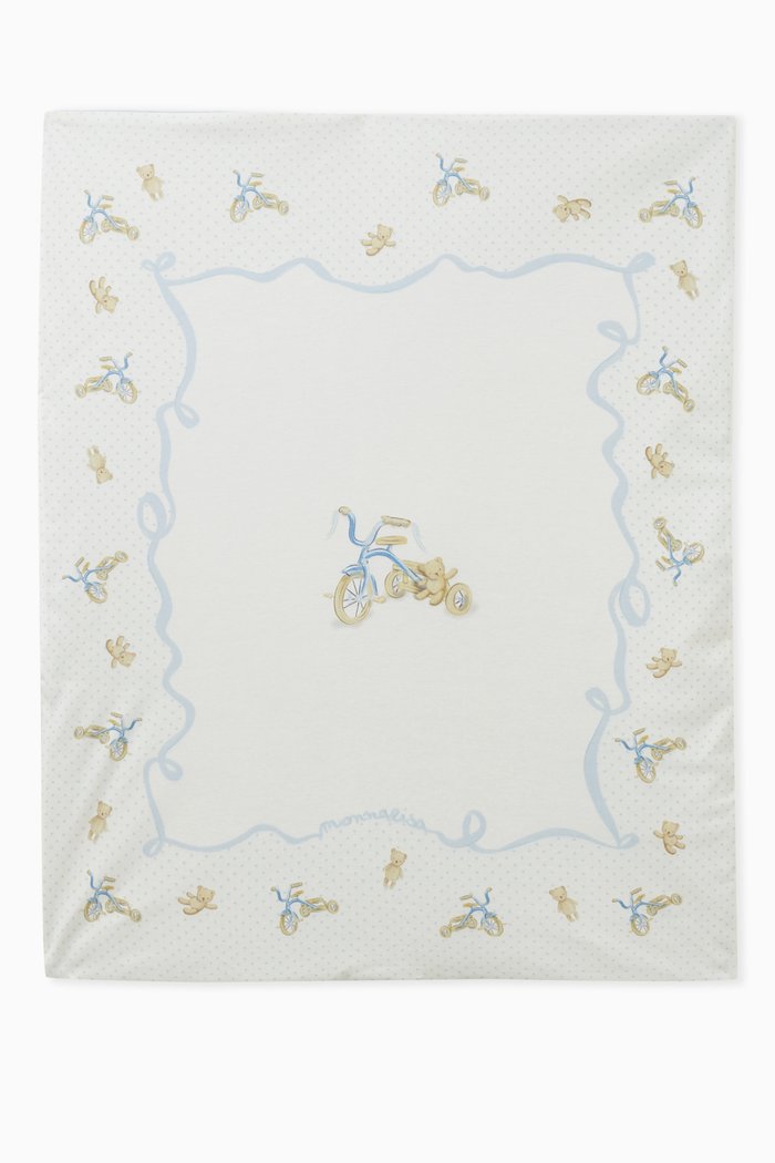 

Bicycle Print Blanket in Cotton Interlock, Neutral