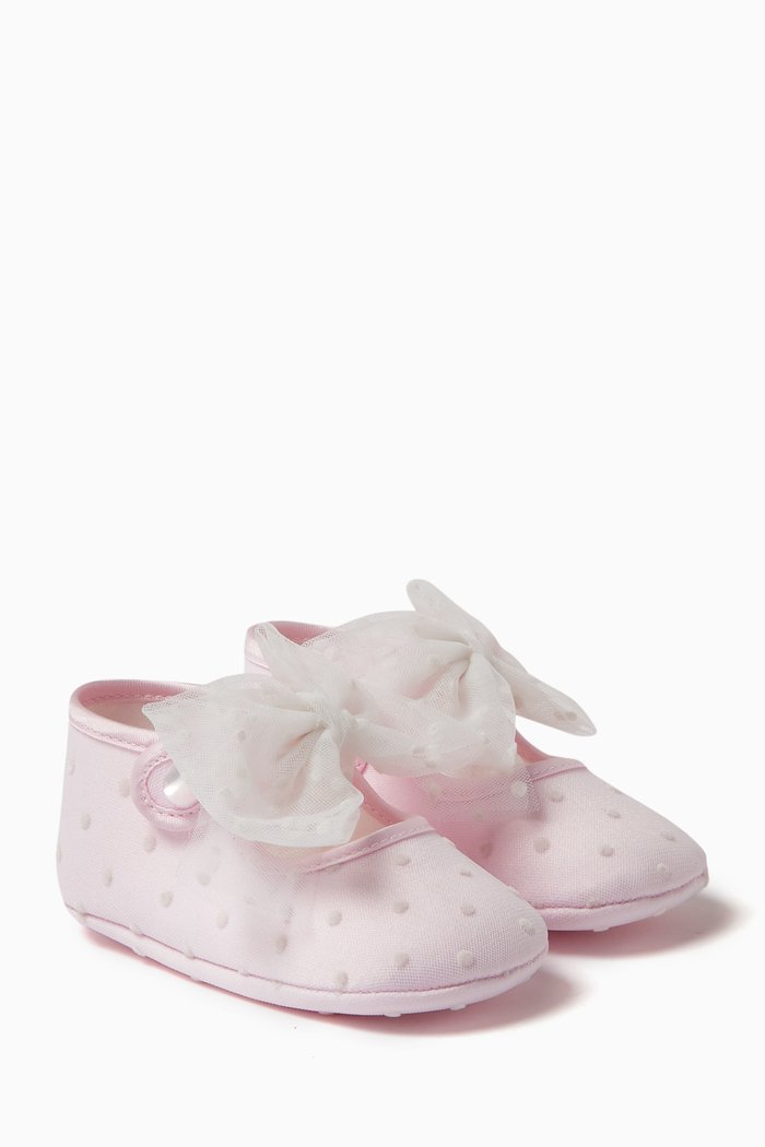 

Bow Ballerina Flats in Flock Polka Dot Tulle, Neutral