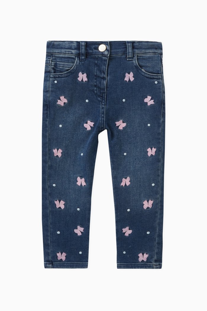 

Bows & Pearls Embellished Jeans in Denim, Blue