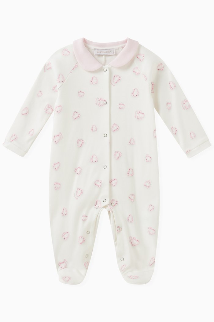 

Diamond-print Sleepsuit in Cotton, Neutral