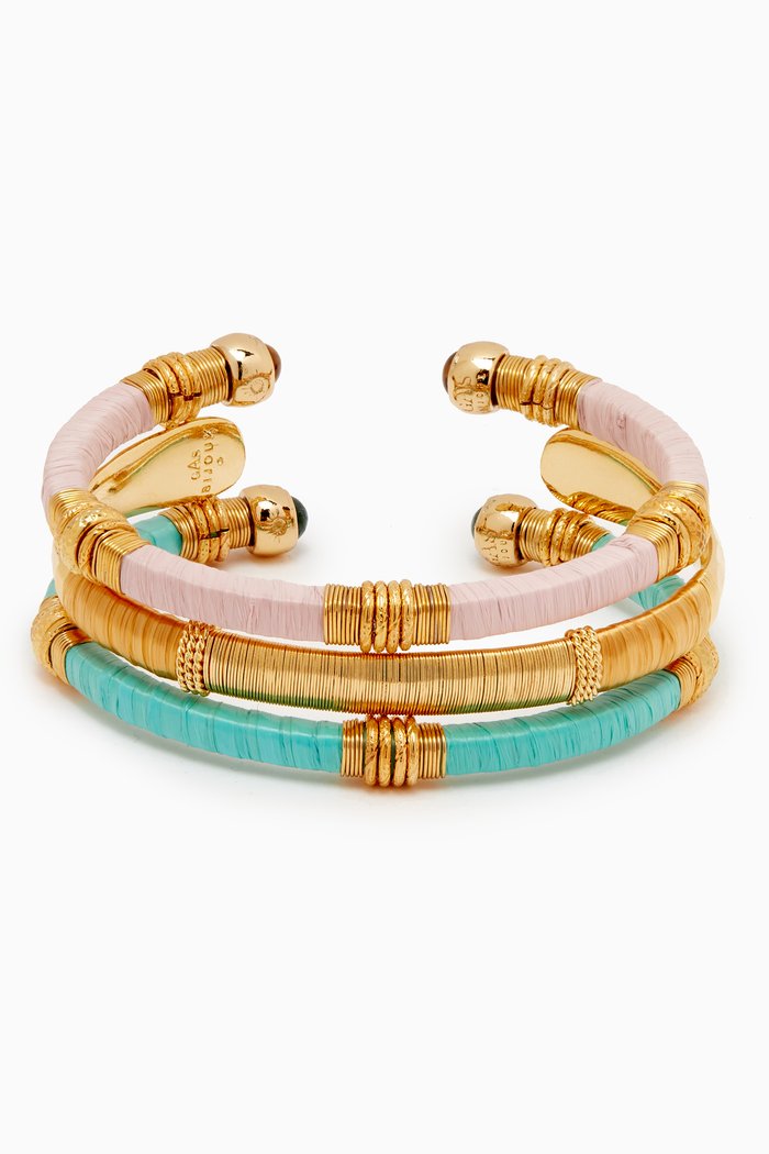 

Stacked Bracelets in Gold-tone Metal, Set of 3, Multicolour