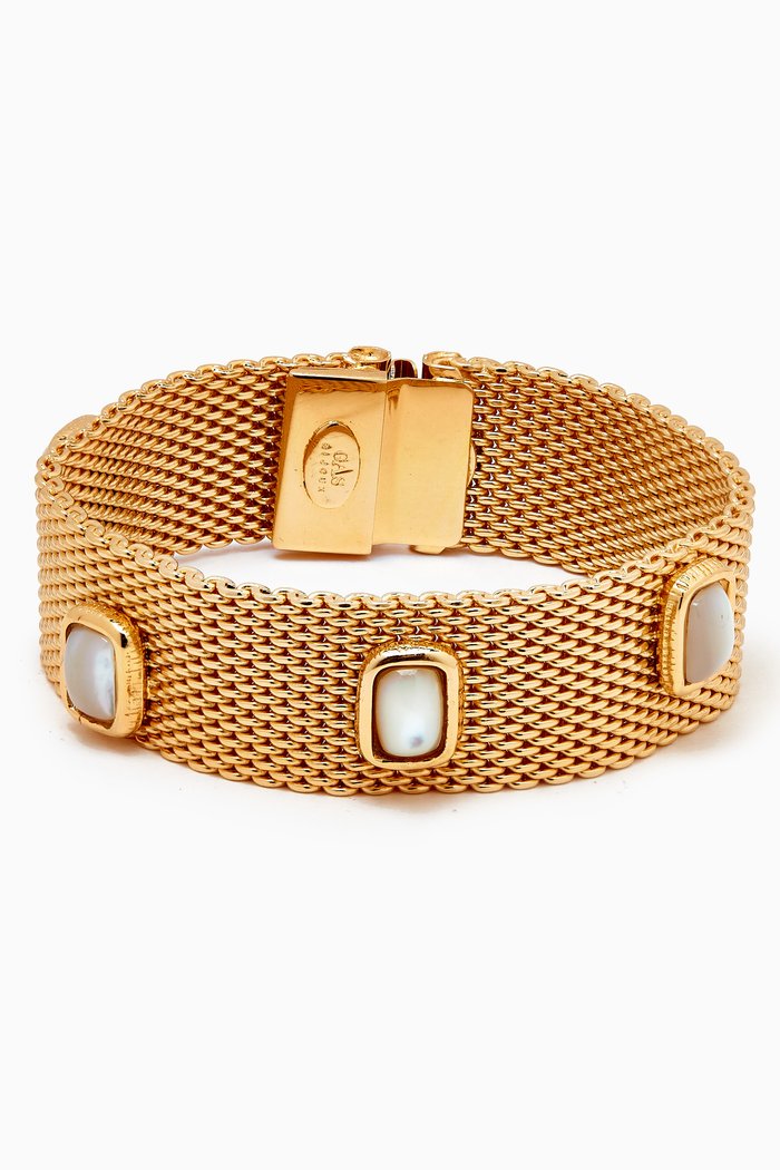 

Totem Stones Mother-of-pearl Bracelet in Gold-plated Metal, White