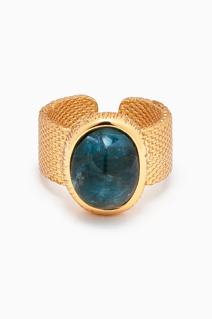 

Totem Ovo Ring in 24kt Gold-plated Metal, Blue