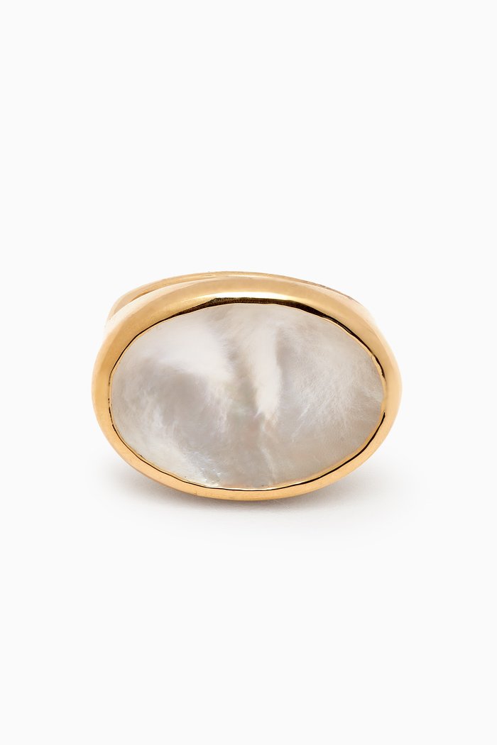 

Madre Perla Ring in Brass, White
