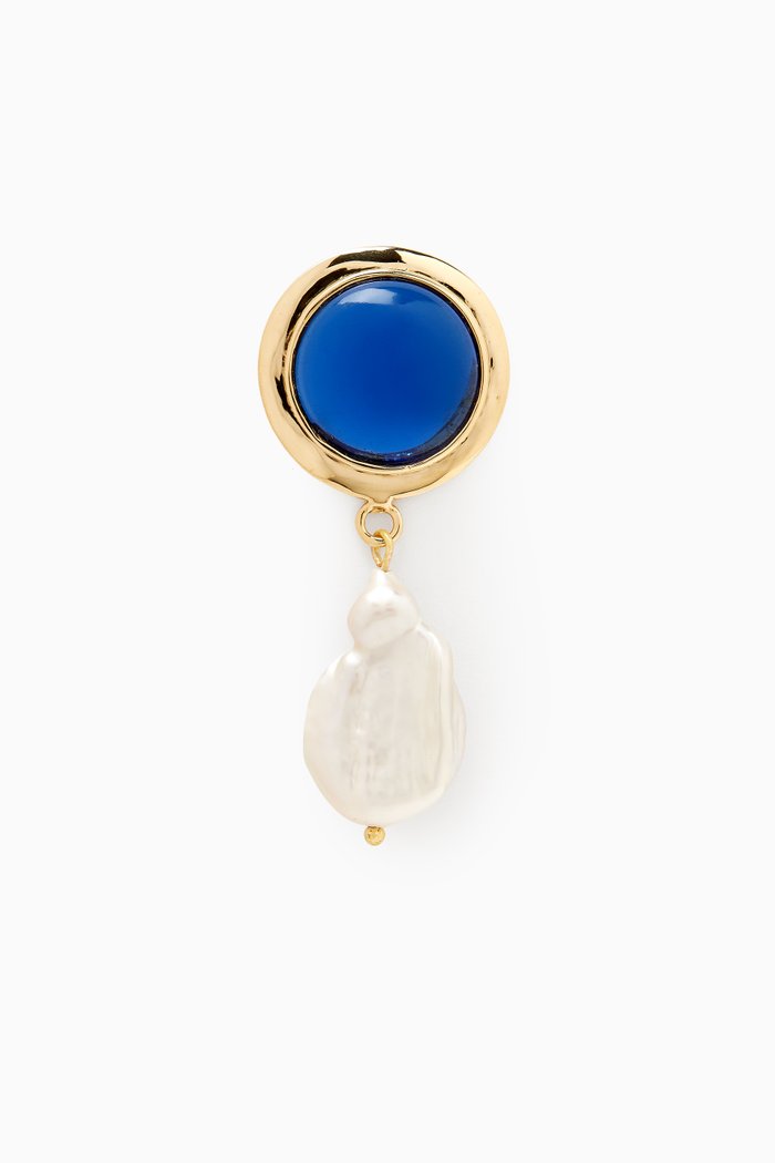 

Dome & Perla Single Earring in Brass, Blue