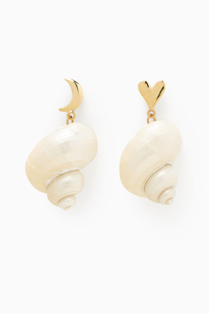 

Luna Amor Earrings in Brass, White