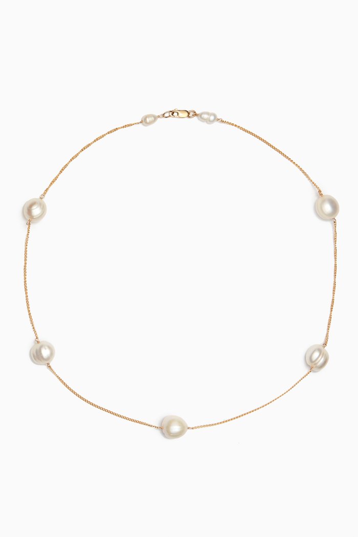 

Perlas Chain Necklace in Gold-filled metal, White