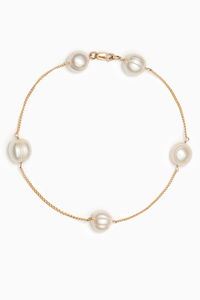 

Perlas Chain Bracelet in Gold-filled metal, White