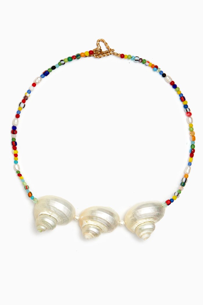 

Sirena Beaded Collar Necklace, White