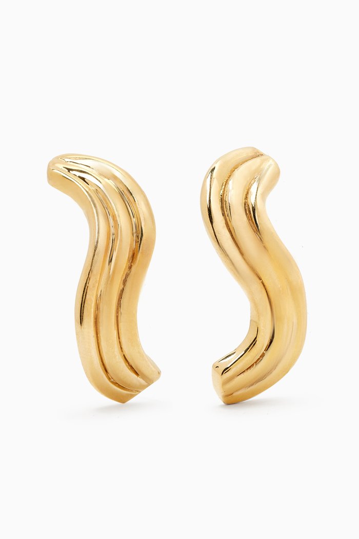 

Waves Stud Earrings in Brass, Gold
