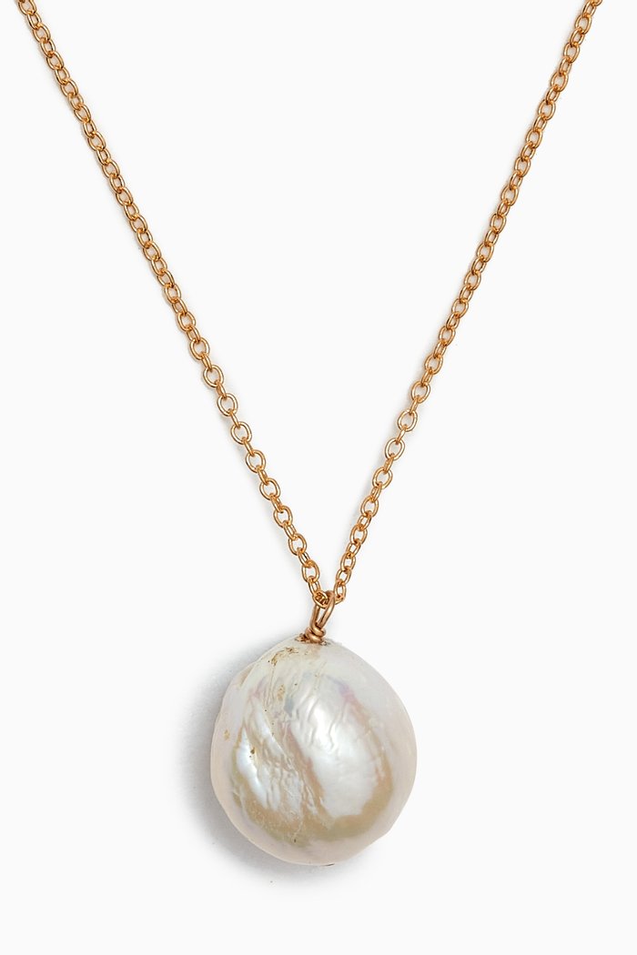 

Floating Pearl Chain Necklace in Gold-filled metal, White