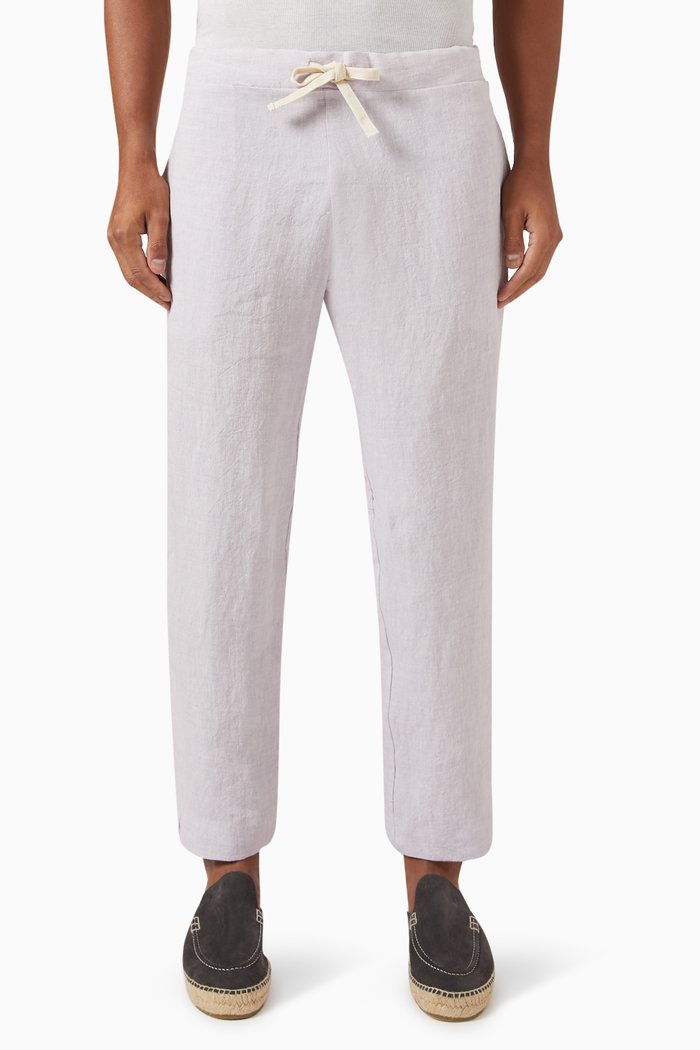 

Elasticated Trousers in Linen, Purple