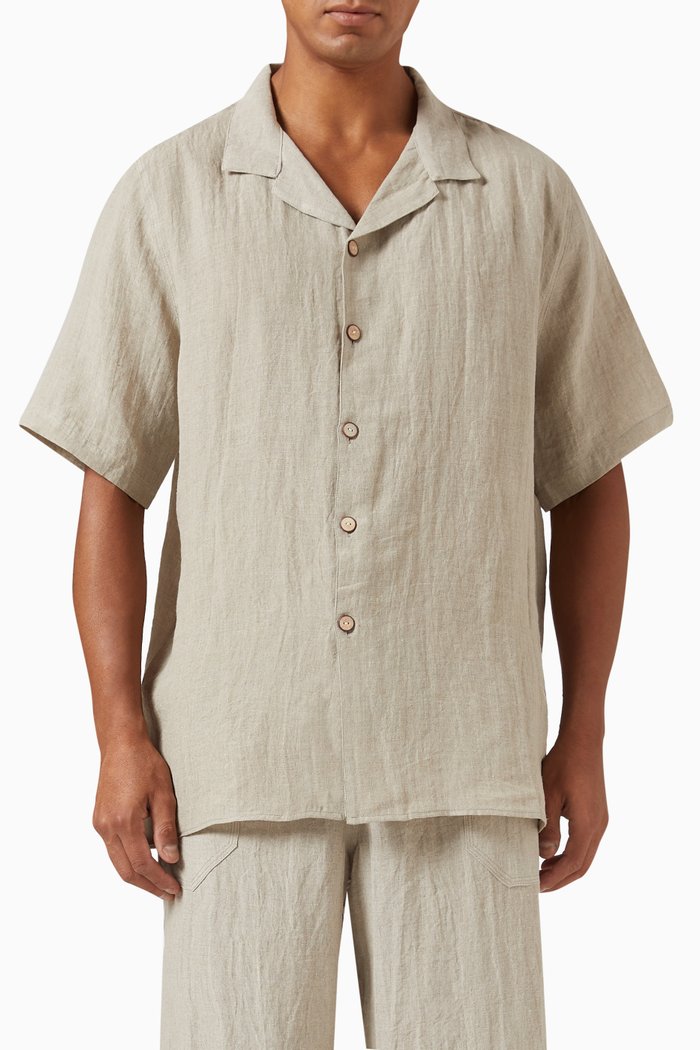 

Short-sleeved Shirt in Linen, Neutral