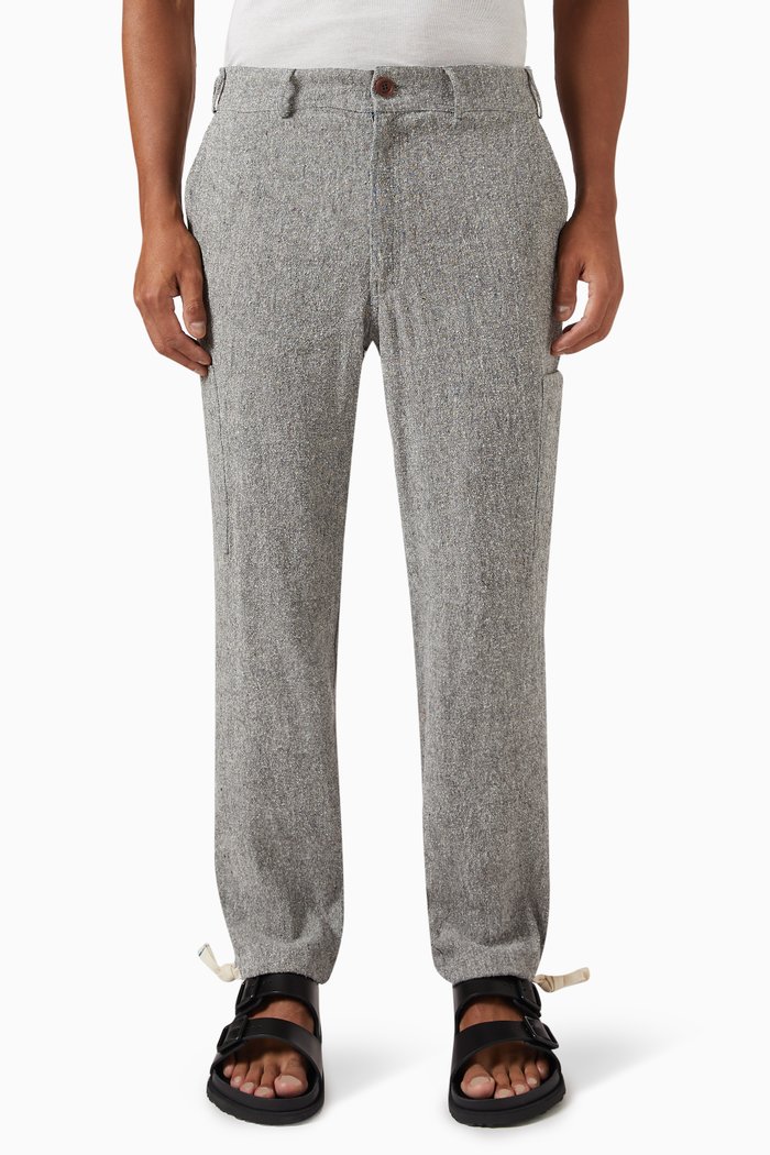 

Gaucho Cargo Trousers in Linen-silk Blend, Black
